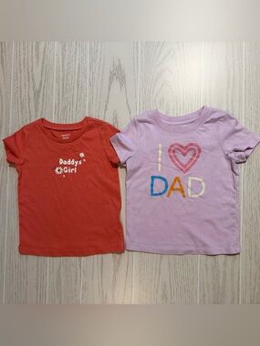 Cat & Jack Carter’s Toddler Girl 2T Graphic Tee Bundle Daddy Love Pink Red